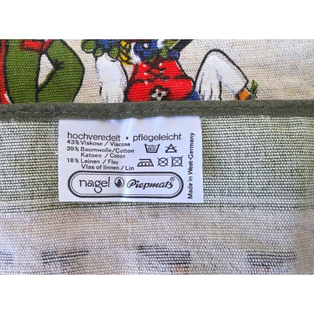 Vintage‎ Nagel Piepmatz West Germany Folk Art Placemat Linen Blend Green 24x24